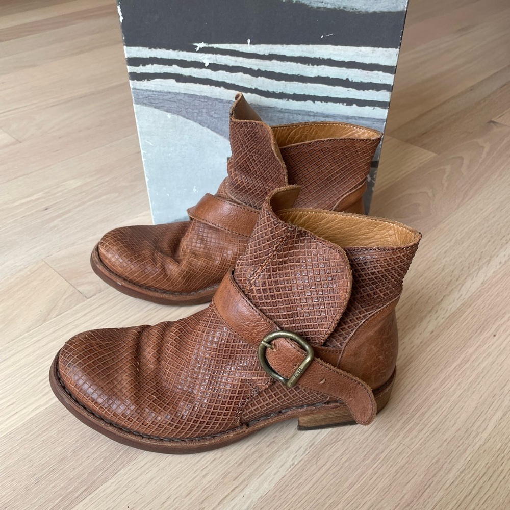 Fiorentini + Baker Tan Textured Leather Ankle Boots